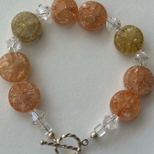 Crackle glass and Sterling Silver bracelet